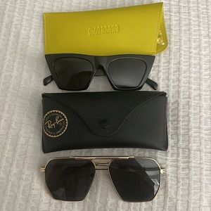 2 pairs of sunglasses with cases